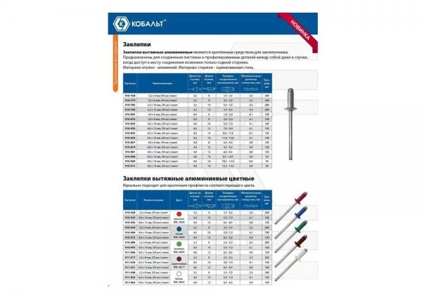 Фото Заклепки КОБАЛЬТ алюминиевые