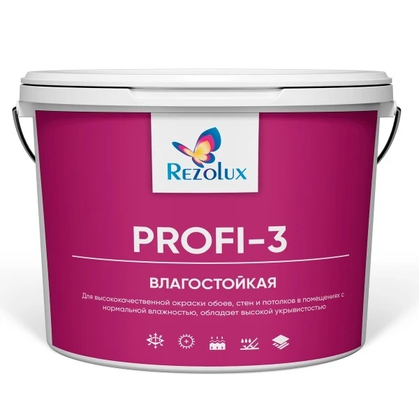 Фото Rezolux Profi-3 Влагостойкая краска (15 кг) супербелая