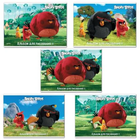 Фото Альбом для рисования "ANGRY BIRDS" - (MOVIE), 32 л., обложка мелованный картон, 100 г/м2, HATBER