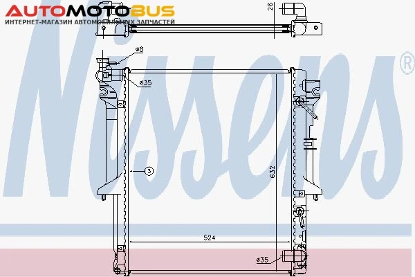Фото Радиатор охлаждения двигателя NISSENS 62896