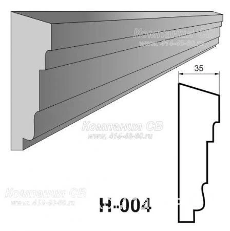 Фото Декоративные элементы лепнины - фасадный декор наличник Н-004 на окна из пенопласта