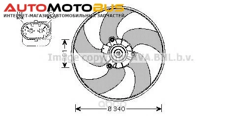 Фото Вентилятор охлаждения двигателя без кронштейна Peugeot 206 all 98-07 Ava PE7522