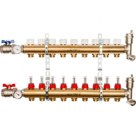 Фото STOUT Распределительный коллектор из латуни с расходомерами 9 вых.