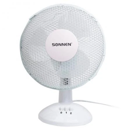 Фото Вентилятор настольный SONNEN TF-25W-23, d=23 см, 25 Вт, на подставке, 2 скоростных режима, белый/серый