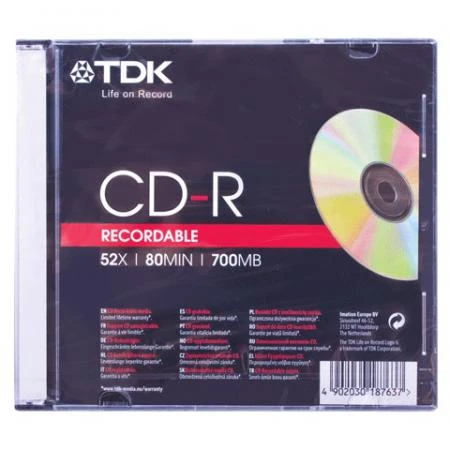 Фото Диск CD-R TDK, 700 Mb, 52x, Slim Case