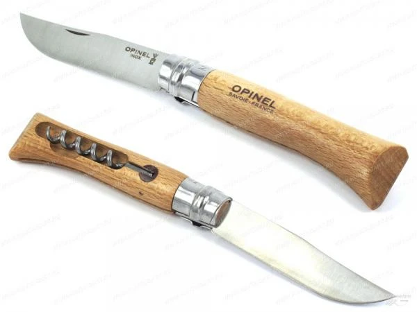 Фото Нож со штопором Opinel n10 нержавеющая сталь, рукоять-бук