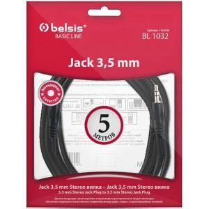 Фото Кабель Jack 3.5 mm вилка - Jack 3.5 вилка, стерео-аудио, 5м Belsis BL1032