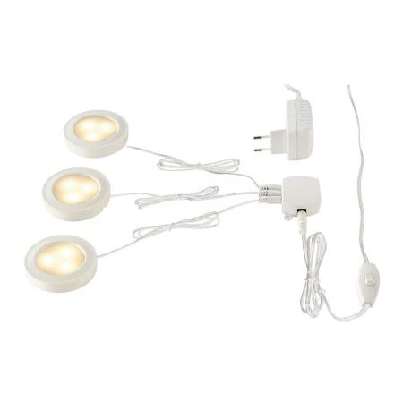 Фото UTIX SET, набор из 3х светильников (накл/встр) с LED по 2.2Вт (8.2Вт), 3000K, 3x150lm, с БП, белый | 115951 SLV