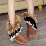 фото Осень и зима специальные новые UGG кисточкой короткие ботинки женщин сапоги Фокс шерсти плоским дном короткий tube как мягкий хлопок обувь зимние сапоги