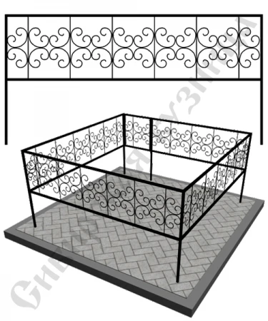 Фото Оградка металлическая на кладбище №20 - изготовим "под ключ"