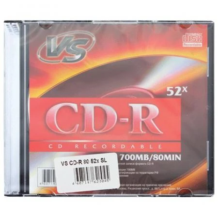 Фото Диск CD-R VS, 700 Mb, 52x, Slim Case