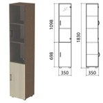 фото Шкаф закрытый со стеклом "Канц", 350х350х1830 мм, цвет венге/дуб молочный (КОМПЛЕКТ)