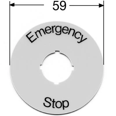 Фото ABB Шильдик круглый пласт.желтый EMERGENCY STOP для кнопок ГРИБОК