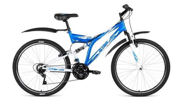 Фото Велосипед FORWARD ALTAIR MTB FS 26 1.0 синий-белый 18"/26" (2018)