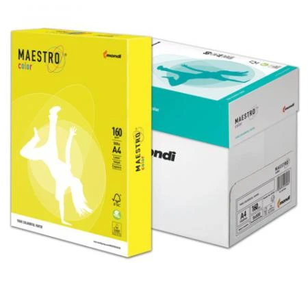 Фото Бумага MAESTRO color А4, 160 г/м2, 250 л., интенсивная канареечно-желтая CY39