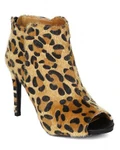 фото Qupid BG95 Women Print Pony Hair Open Toe Stiletto Heel Ankle Bootie - Camel Leopard