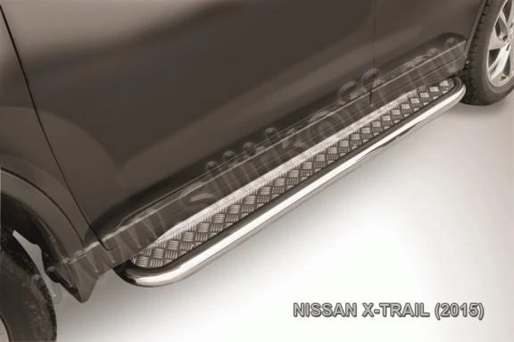 Фото Slitkoff Защита порогов d57 с листом усиленная Nissan X- Trail (2015)