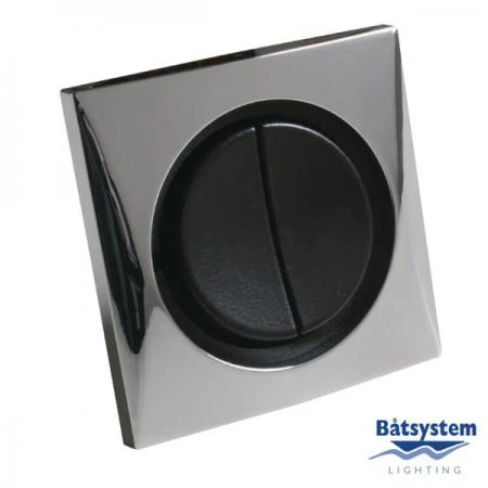 Фото Batsystem Выключатель двухклавишный Batsystem B4870-2C хромированный корпус чёрные клавиши