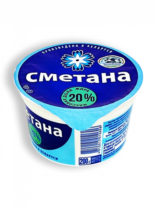 Фото Сметана Витебское молоко 20% 200г стакан