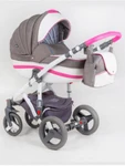 фото Коляска 2в1 BeBe-Mobile Movo R7 кожа белая/розовая + серый