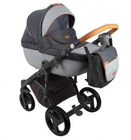 Фото Коляска 2в1 BeBe-Mobile Ravenna V8 кожа оранжевая/серая + графит