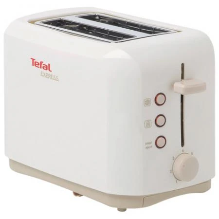 Фото Тостер TEFAL TT357130, мощность 850 Вт, 2 тоста, электронное управление, разморозка, подогрев, пластик, белый