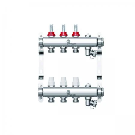 Фото Коллектор в сборе с расходомерами на 3 выхода Wester нержавейка