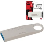 фото Флэш-диск 64 GB, KINGSTON DataTraveler SE9 G2, USB 3.0, серебристый