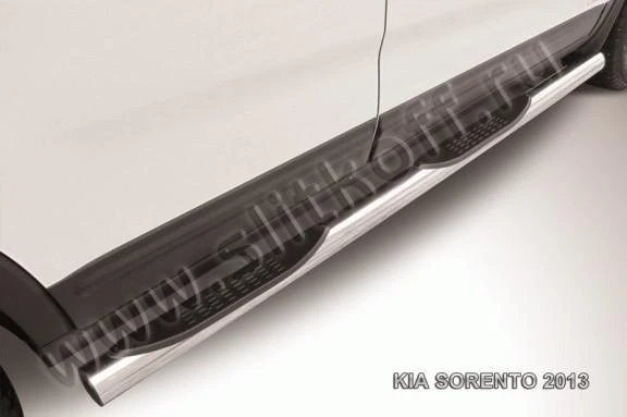 Фото Slitkoff Защита порогов d76 с проступями Kia Sorento 2013