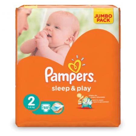 Фото Подгузники PAMPERS (Памперс) "Sleep&amp;Play", размер 2 (3-6 кг), 88 шт.