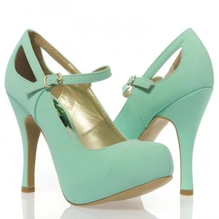 Фото V-Luxury Womens 10-TRENCH134 Closed Toe Mary Jane High Heel Pump Shoes, Mint Nubuck