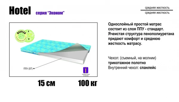 Фото Матрас беспружинный Отель 80*200