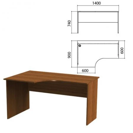 Фото Стол письменный эргономичный "Эко", 1400х900х740 мм, левый, орех