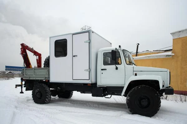 Фото Передвижная мастерская с КМУ ИМ20 Фургон. Борт на шасси ГАЗ 33088 Садко