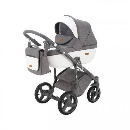 Фото Коляска 2в1 BeBe-Mobile Ravenna V7 кожа белая/серая + серый