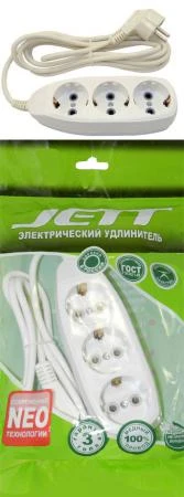 Фото Электрический удлинитель ДЖЕТТ РС-3 с заземлением ( ПВС 3*0,75 ) 10 м (25)