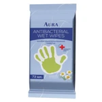 фото Салфетки влажные, 72 шт., AURA "Antibacterial", антибактериальные, "Стикер рука"