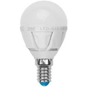 Фото Светодиодная диммируемая лампа uniel led-g45-6w/nw/e14/fr/dim plp01wh ul-00000692