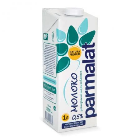 Фото Молоко PARMALAT (Пармалат), жирность 0,5%, картонная упаковка, 1 л