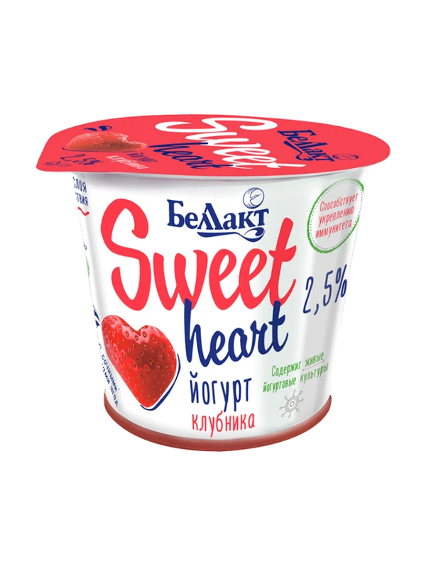 Фото Йогурт двухслойный Sweet heart клубника 2,5% 150г стакан