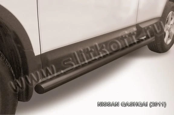 Фото Slitkoff Пороги d76 труба черные NISSAN QASHQAI (2011)