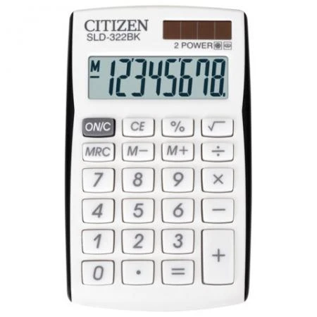 Фото Калькулятор CITIZEN карманный SLD-322BK, 8 разрядов, двойное питание, 105х64 мм