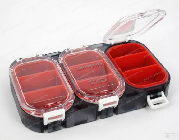 Фото Водонепроницаемая коробка с магнитом Daiwa Waterproof Unit Case UC-P Series Информация 9 секция Варианты Высота: 1,8 см. Цвет Красный