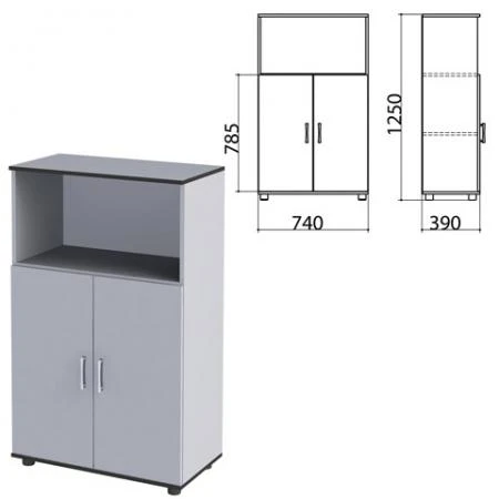 Фото Шкаф полузакрытый "Монолит", 740х390х1250 мм, цвет серый (КОМПЛЕКТ)