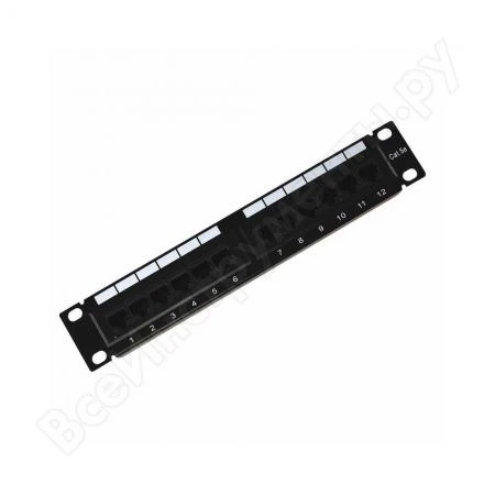 Фото Патч-Панель 10" 12 гнёзд RJ-45 Cаt.5e Dual IDC монтаж в стойку REXANT 04-0025