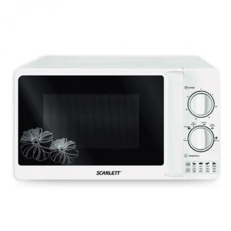 Фото Микроволновая печь SCARLETT SC-MW9020S01M, объем 20 л, мощность 700 Вт, механическое управление, таймер, белая