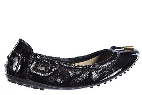 Фото Tod's women's leather ballet flats ballerinas dee with ties black