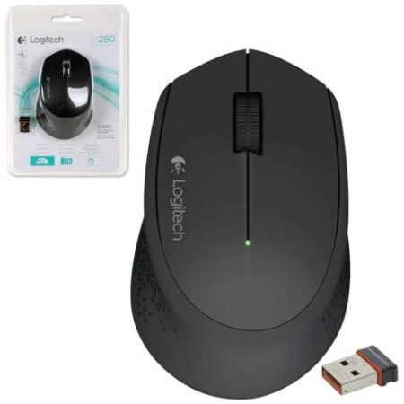 Фото Мышь беспроводная LOGITECH M280, 2 кнопки + 1 колесо-кнопка, оптическая, черная