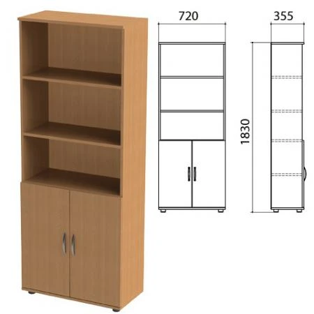 Фото Шкаф полузакрытый "Эко", 720х355х1830 мм, 2 двери, 4 полки, бук бавария