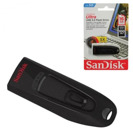 Фото Флэш-диск 16 GB, SANDISK Ultra, USB 3.0, черный